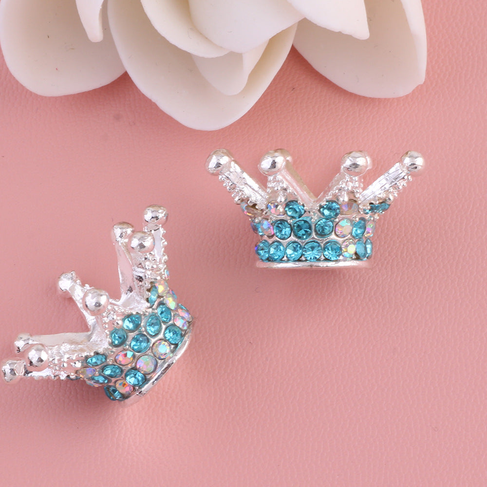 Wholesale 5pcs Colorful crown torus DIY spacer beads alloy full diamond